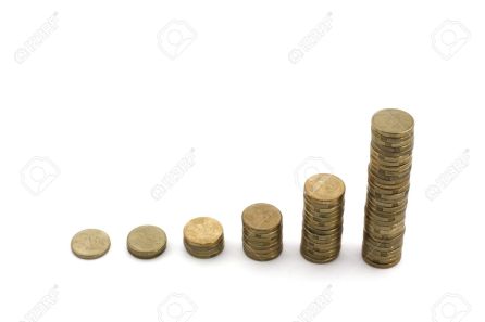 8061786-Stacks-of-coins-showing-exponential-growth-isolated-over-white-Conceptual-for-profit-financial-growt-Stock-Photo